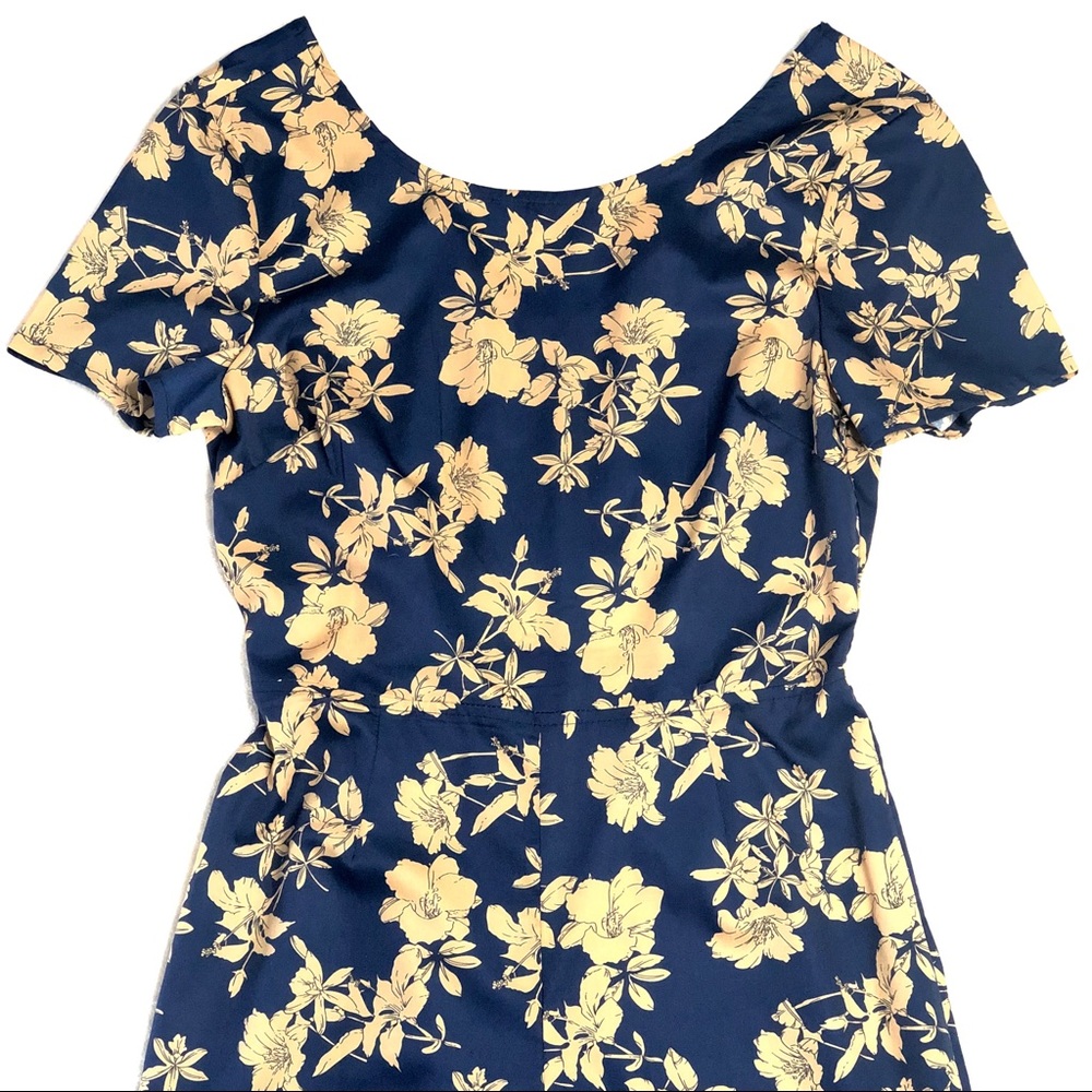 Cutout Calf Length Floral Jumpsuit Overall - Picture 7 of 8